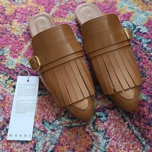 Marni Sabot Kiltie Leather Slides
